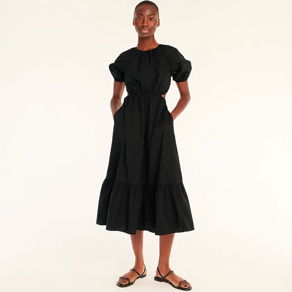 Side-Cutout Poplin Dress