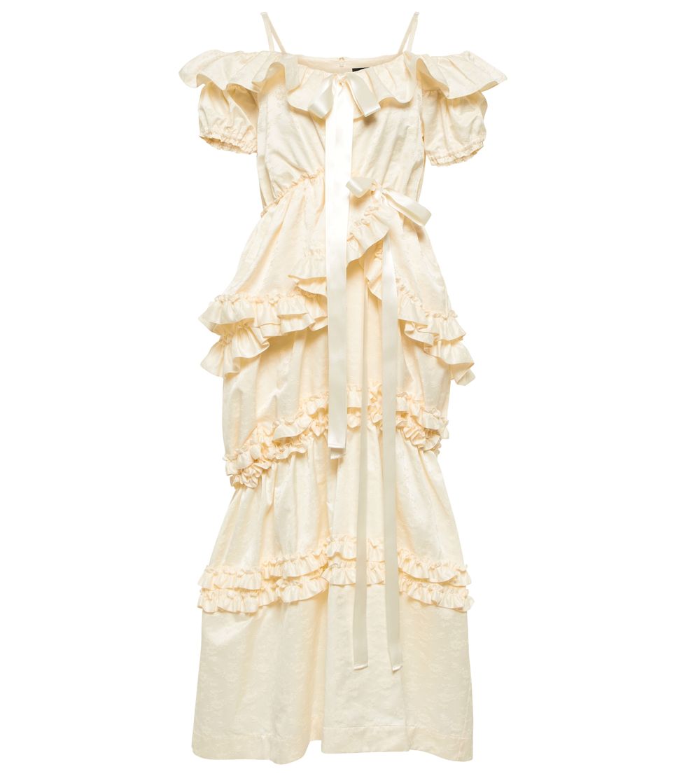 「典雅甜美」輕婚紗推薦：Simone Rocha米白色荷葉邊設計洋裝