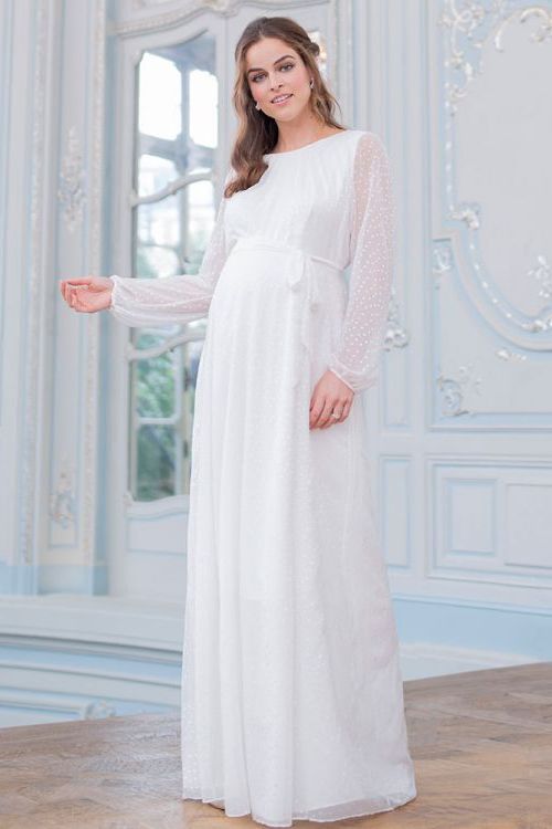 Satin devore chiffon maternity wedding dress