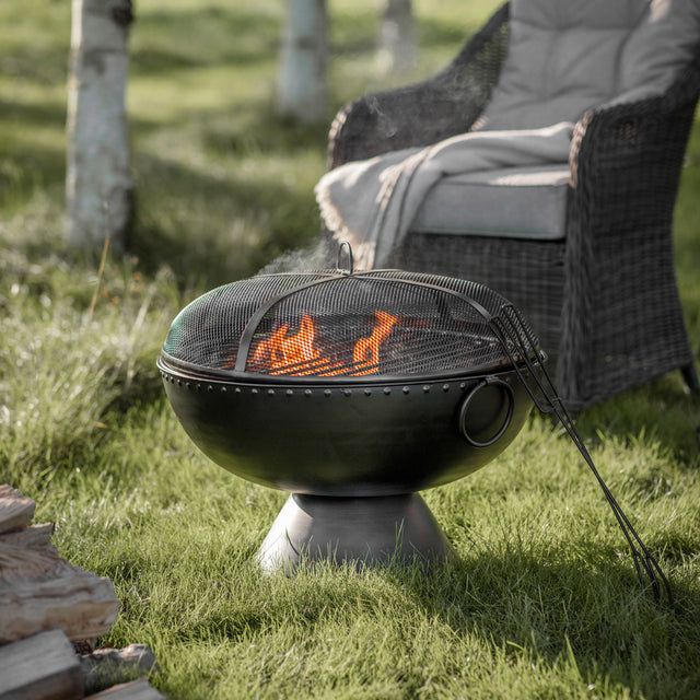 Positano Iron Outdoor Fire Pit in Black