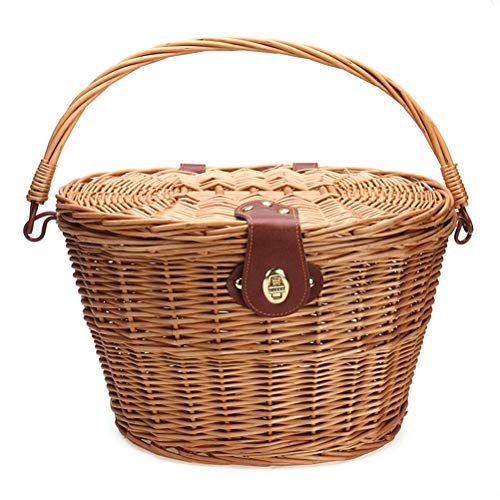 Insulated Picnic Basket Set Wicker Basket Camping Lunch Outdoor Willow Bag Tote 