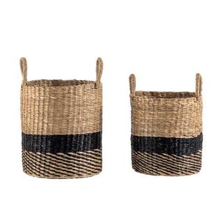 Striped baskets made from natural Diane seagrass