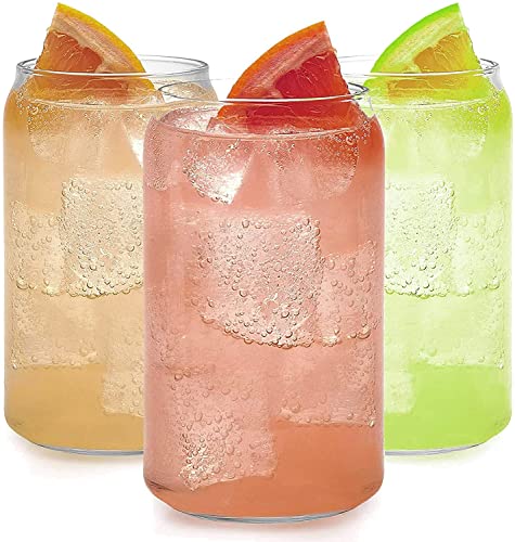 Le'raze Set of 6 Can Shaped Drinking Glass Cups - 16oz.