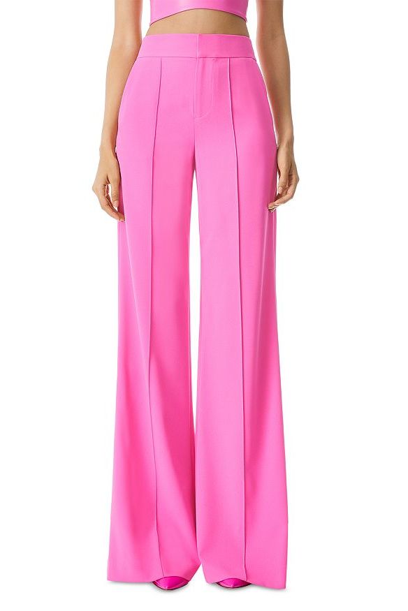 Topshop slim fit flare pants in bright pink