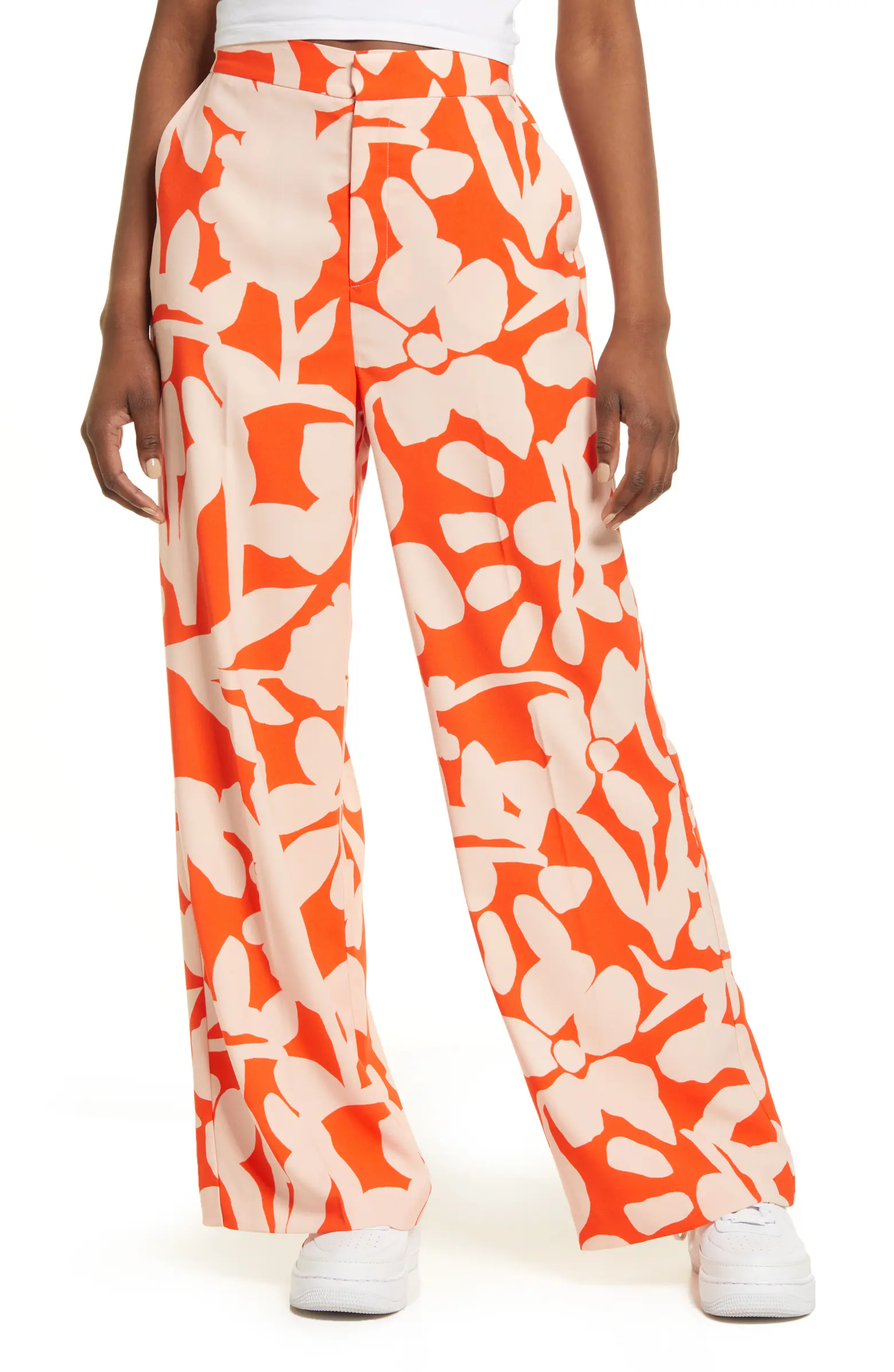 H&M Pleated Trousers flower pattern casual look Fashion Trousers Pleated Trousers 
