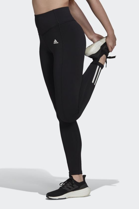 Adidas Leggings Women M Black Three Stripe Aeroready High Rise