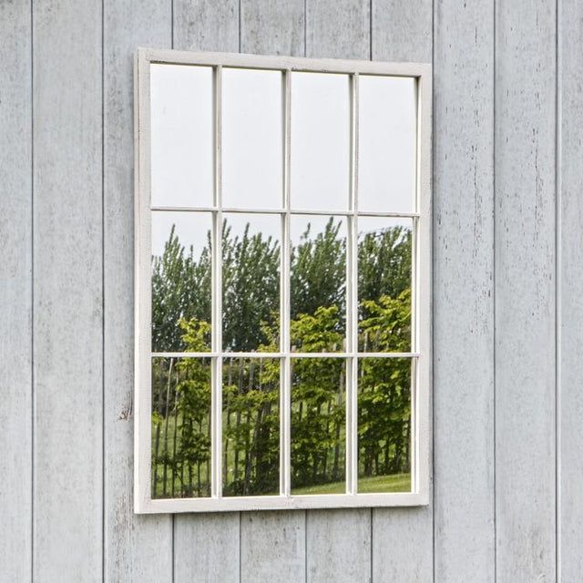 Sarah Window Pane Outdoor Mirror in White