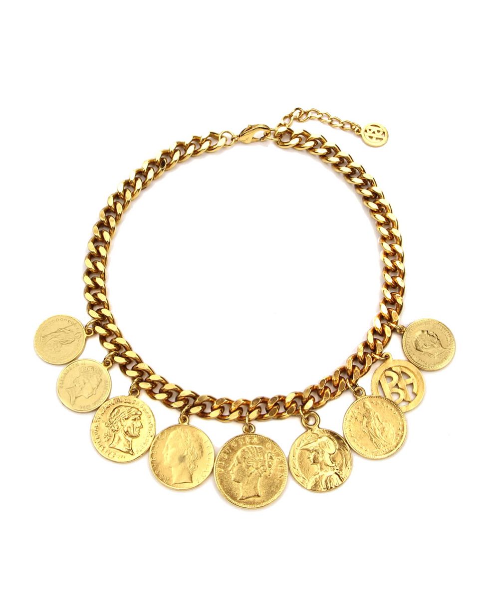 Chain-Link Coin Drop Necklace