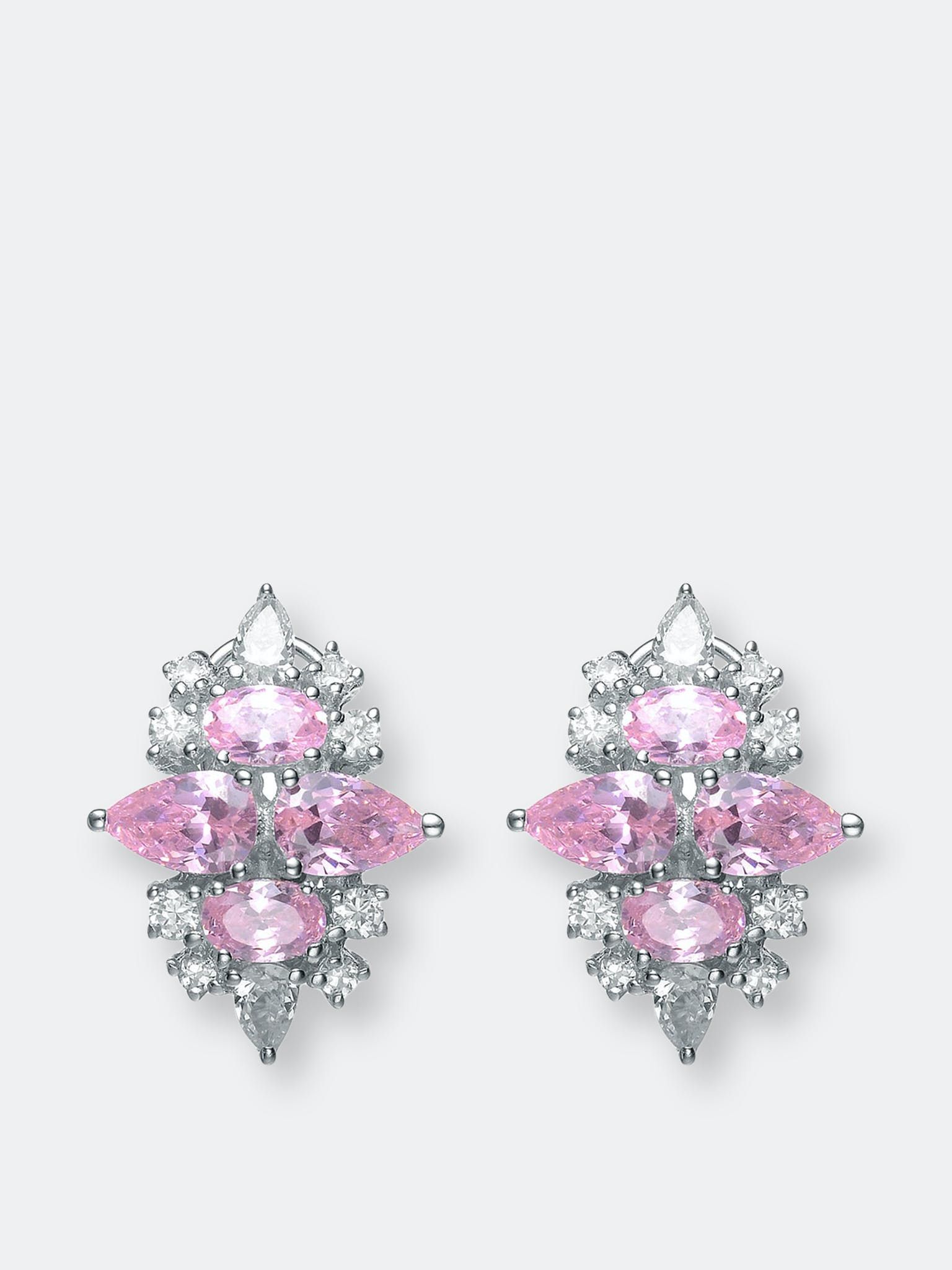 Sterling Silver Pink Cubic Zirconia Stud Earrings