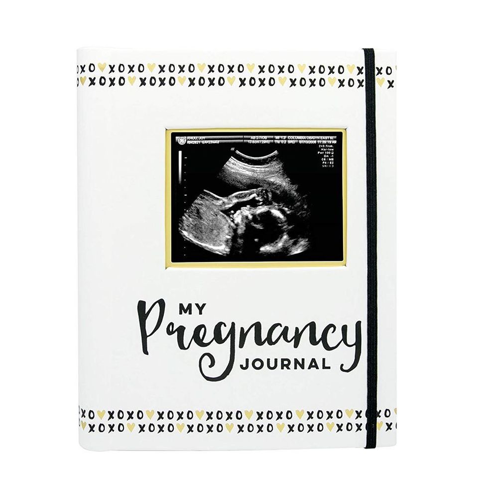 Pearhead My Pregnancy Journal Book, White, Gold and Black
