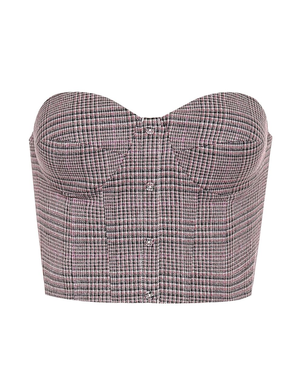 Peggy Checked Stretch-twill Top