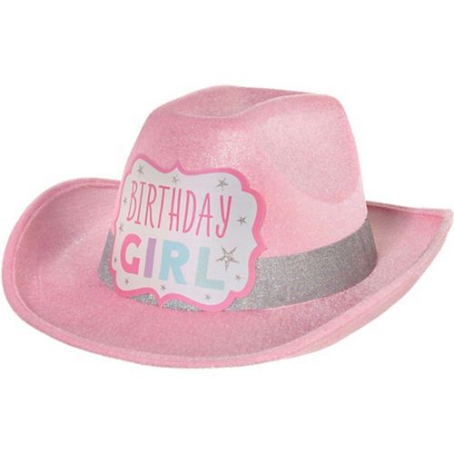 Glitter Pastel Party Birthday Girl Fabric & Cardstock Cowboy Hat