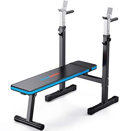Adjustable Weight Bench With Dip Station and Barbell Holds