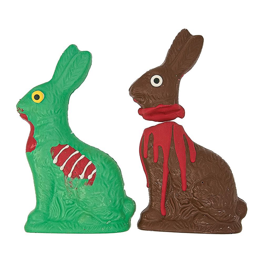 Zombie and Victim Chocolate Bunny Set