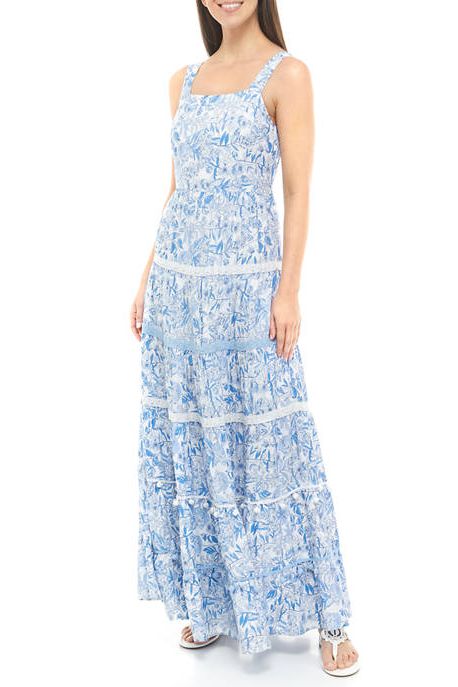 Sleeveless Floral Tiered Maxi Dress