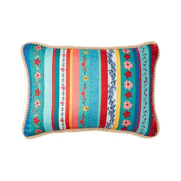 The Pioneer Woman Floral Dance Stripe Outdoor Pillow