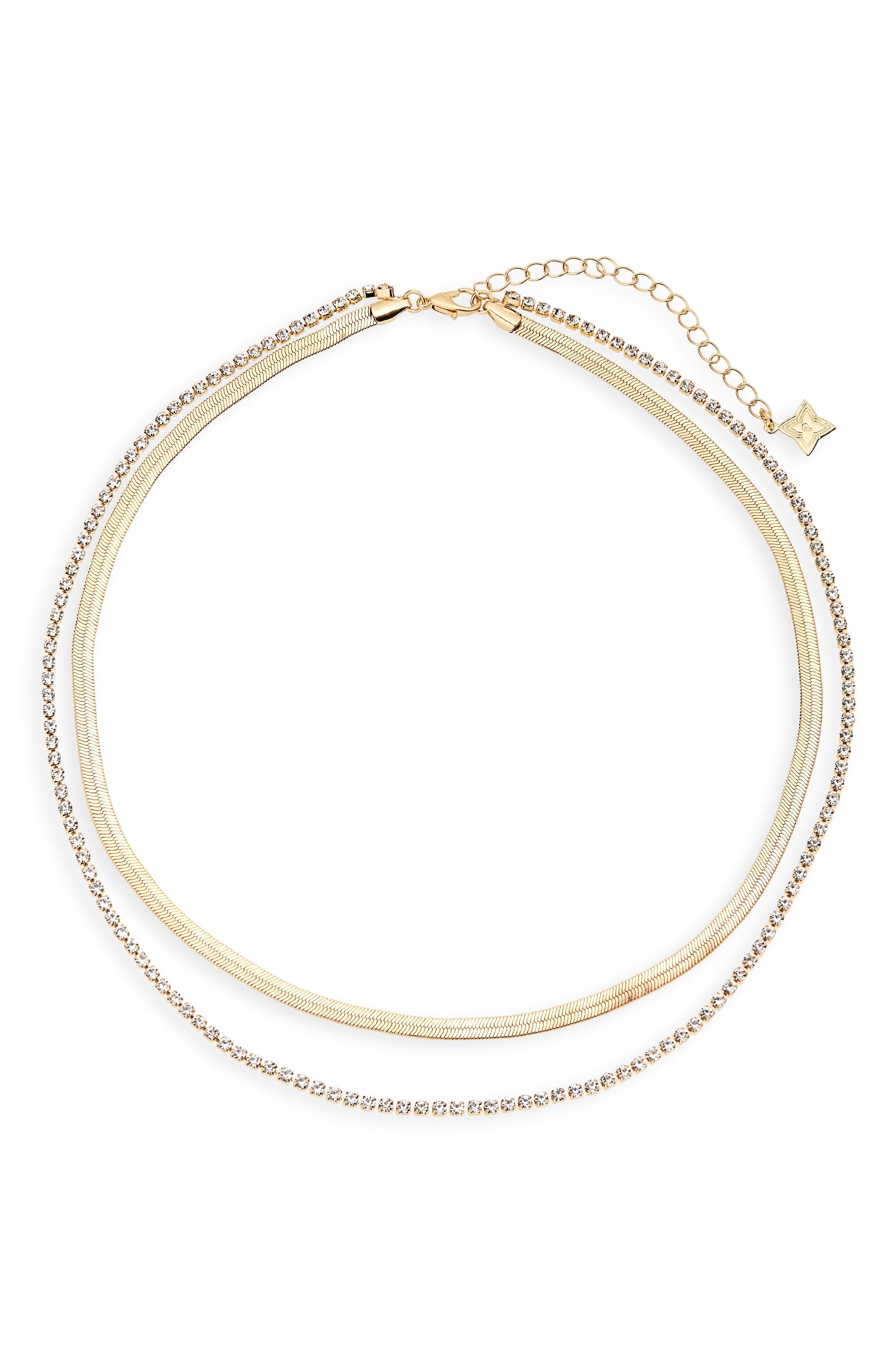 Panacea Snake Chain & Tennis Chain Multistrand Necklace in Gold at Nordstrom