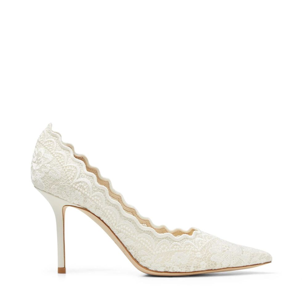 Love 85 Ivory Lace Embroidered Pumps