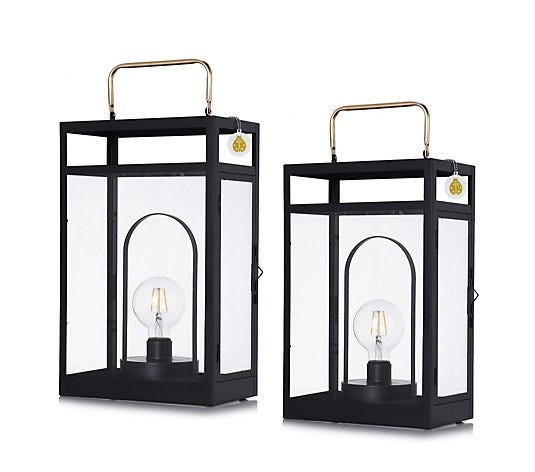 Set of 2 Lanterns with Removable Lamps
