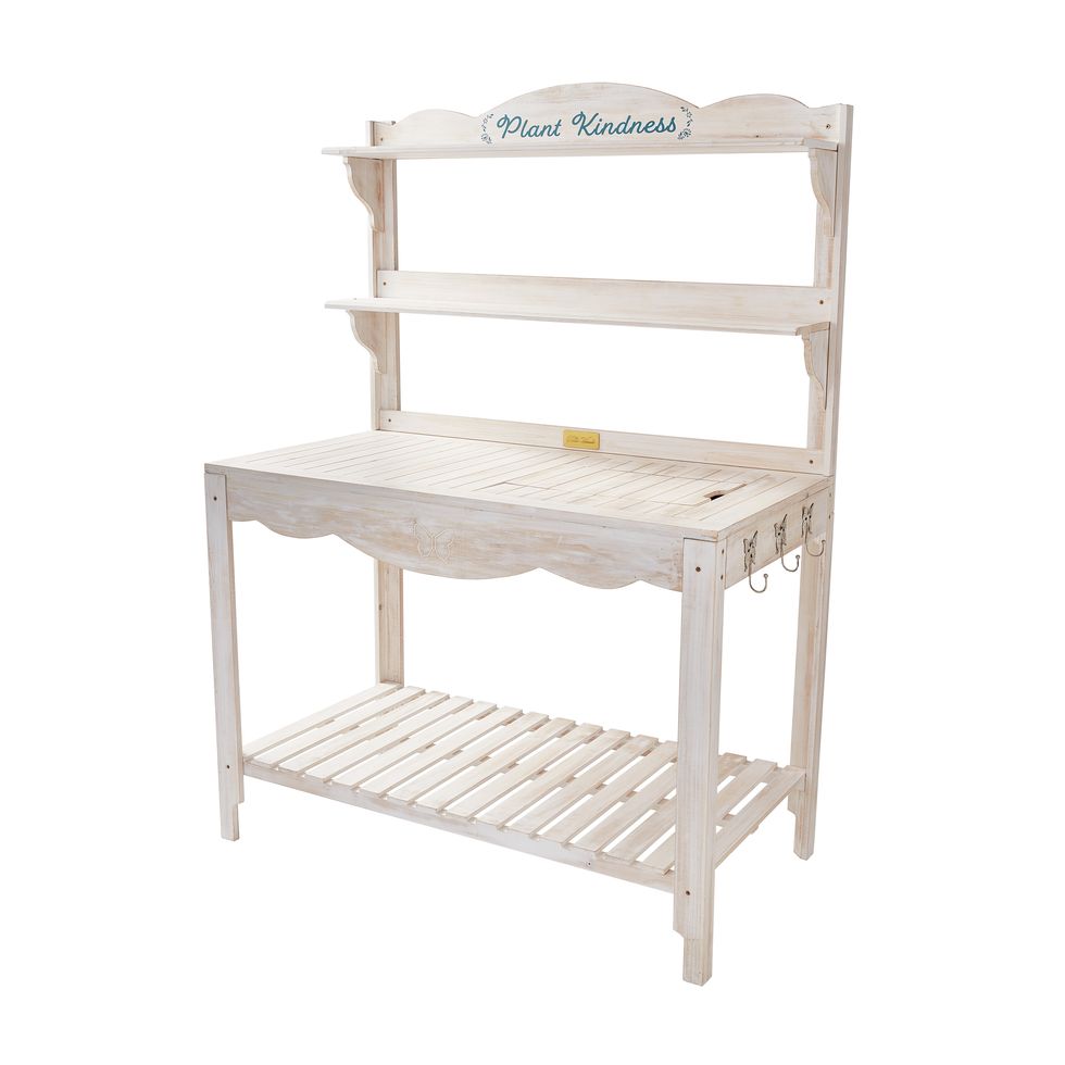 The Pioneer Woman White Wood and Metal Potting Bench