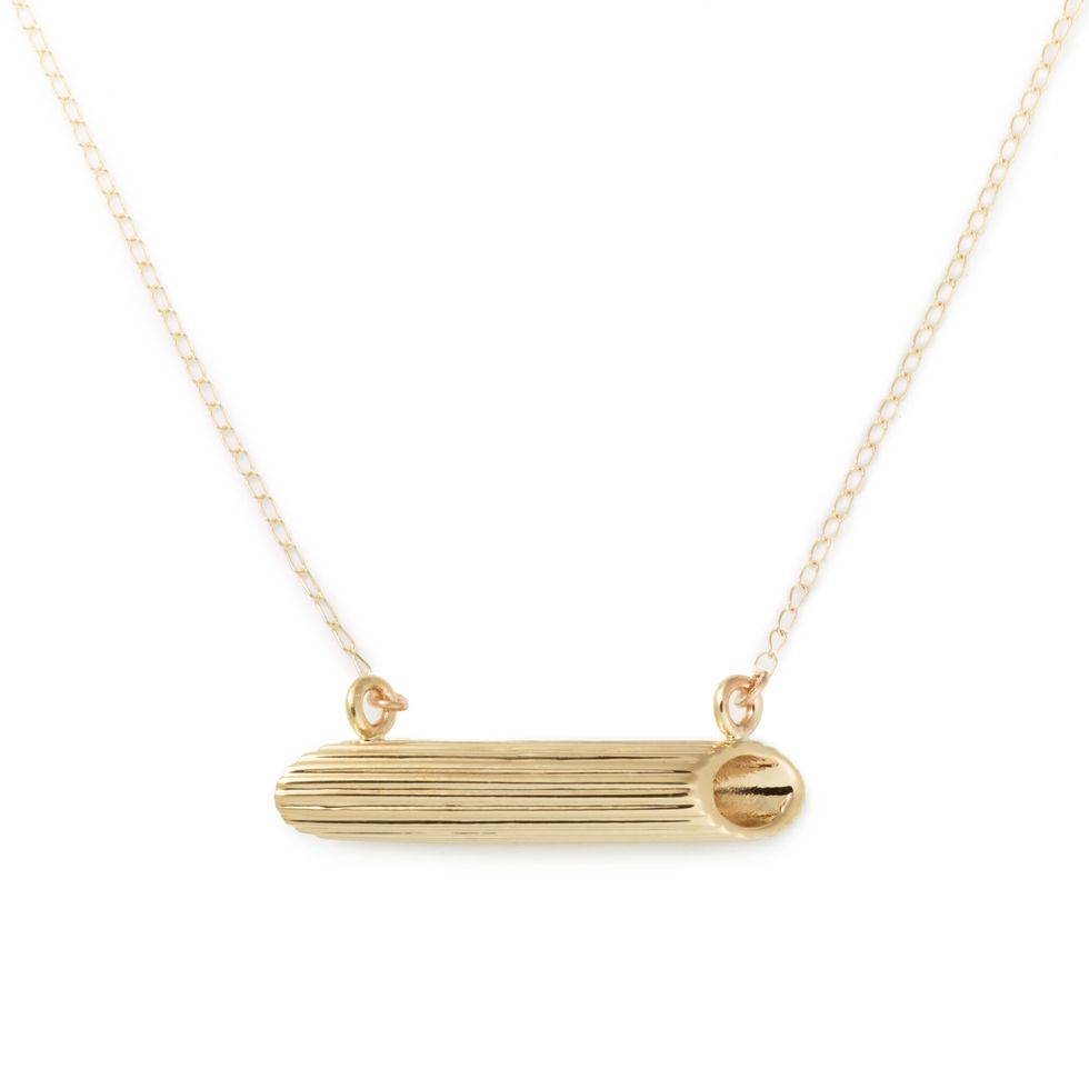 Yellow Gold Plated Penne Rigate Necklace
