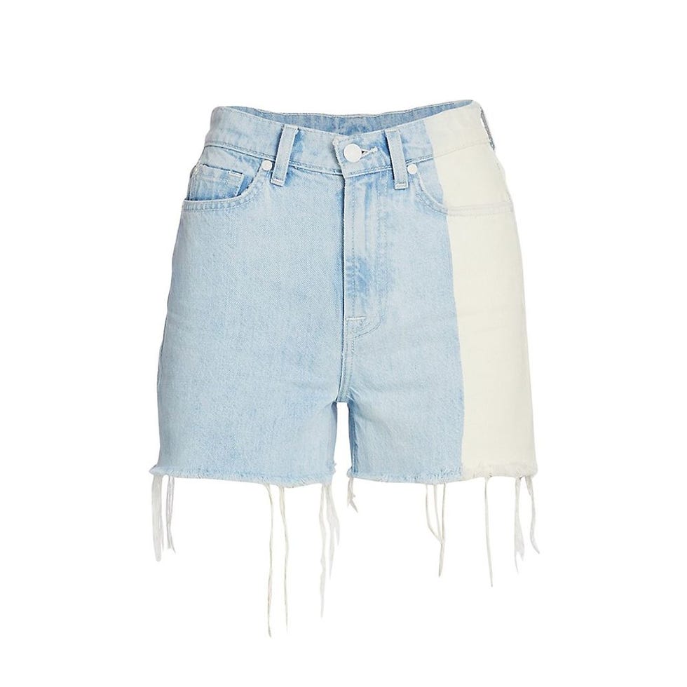 High-Waist Fray Hem Denim Shorts