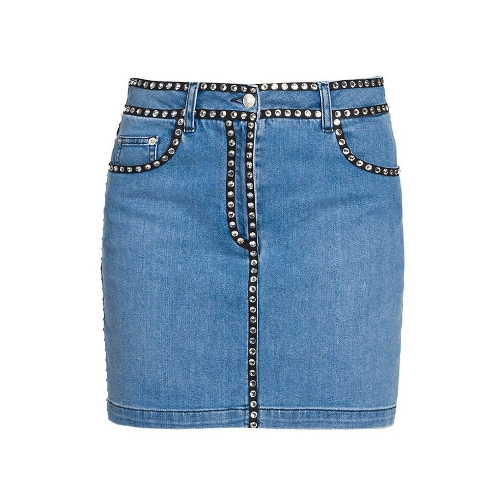 Studded Denim Mini Skirt