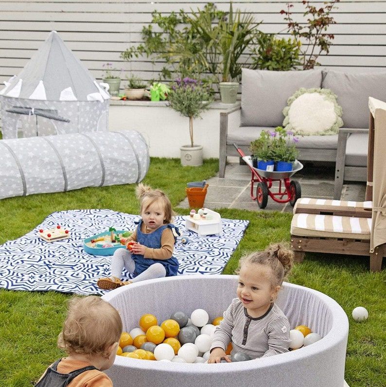 WhatMakesKidsHappy Gray Ball Pit with 300 Balls Included