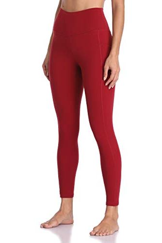 COCO.ME Leggings with Pockets for Women High Waisted Yoga Pants for  Women,Tummy Control Workout Peach-Hip Leg Pants., Rose Red, Medium :  : Fashion