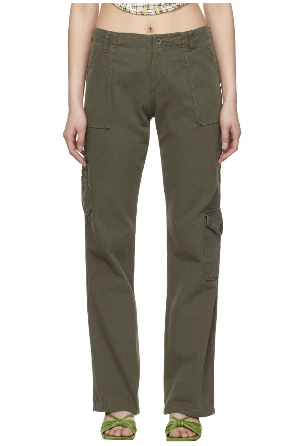 Cargo Pants Womens Straight High Waisted Trousers Pockets Street