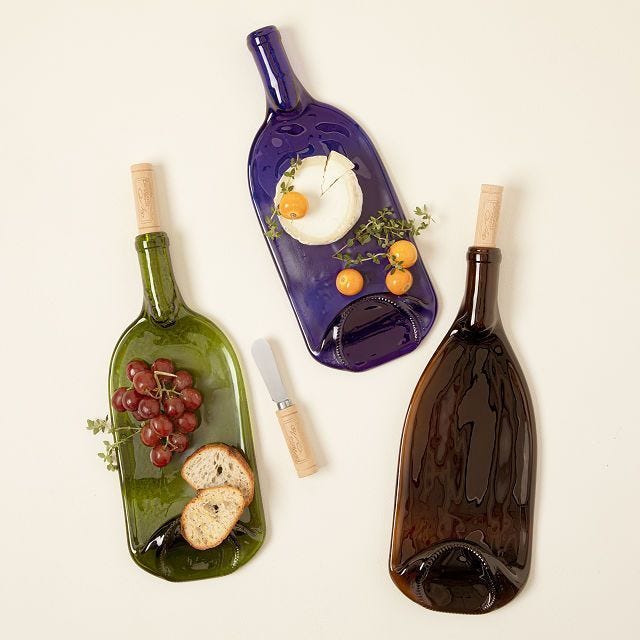 Recycled Wine Bottle Platter with Spreader