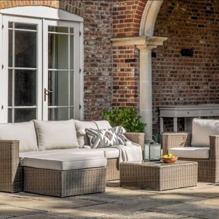 Valencia Outdoor Chaise Sofa and Armchair Set in Natural