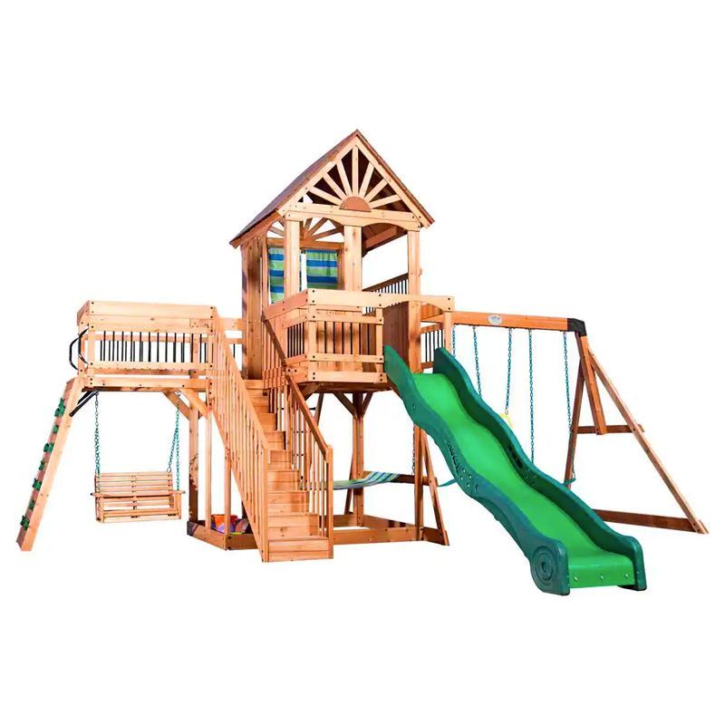 Best Swing Sets 2022 For Kids, Sun Palace Ii Wooden Playset With Monkey Bars
