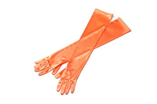 Utopiat Classic Audrey Style Satin Opera Gloves In Orange Women Inspired By BAT