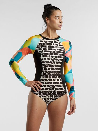 NESY Womens One Piece Long Sleeve Rash Guard Swimsuit Boyleg Surfing Bathing Suit UPF 50 Athletic Swimwear 