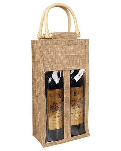 Burlap Wine Bottle Bag