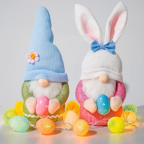 Easter Gnomes with LED Easter Eggs String Lights (2-Pack)