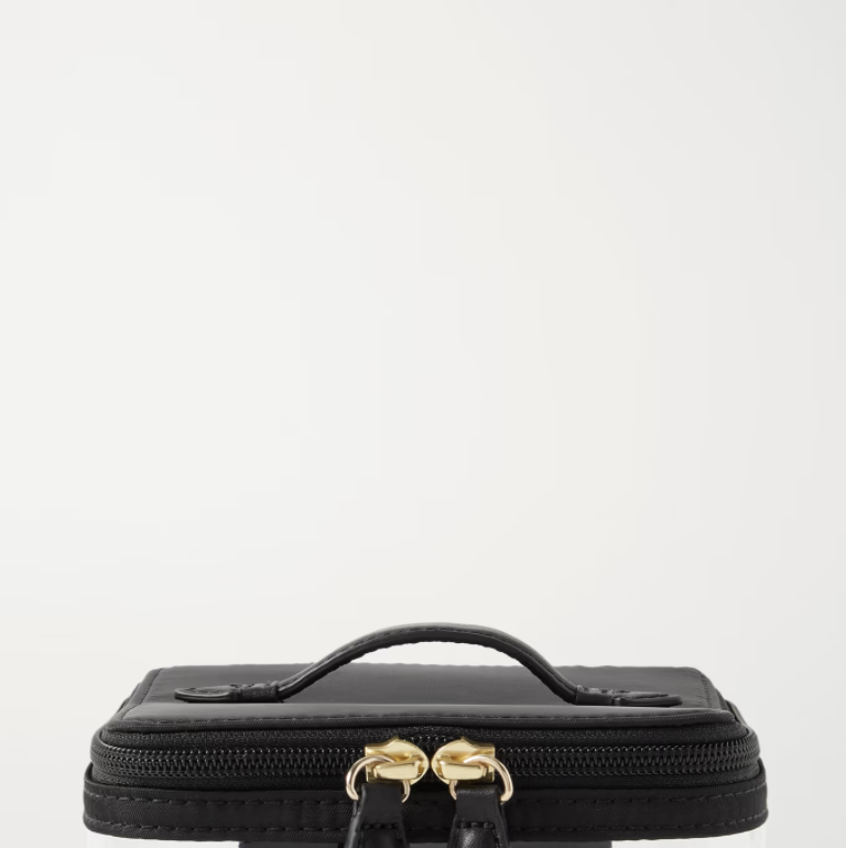 Mini See-All Leather-Trimmed Nylon Cosmetics Case