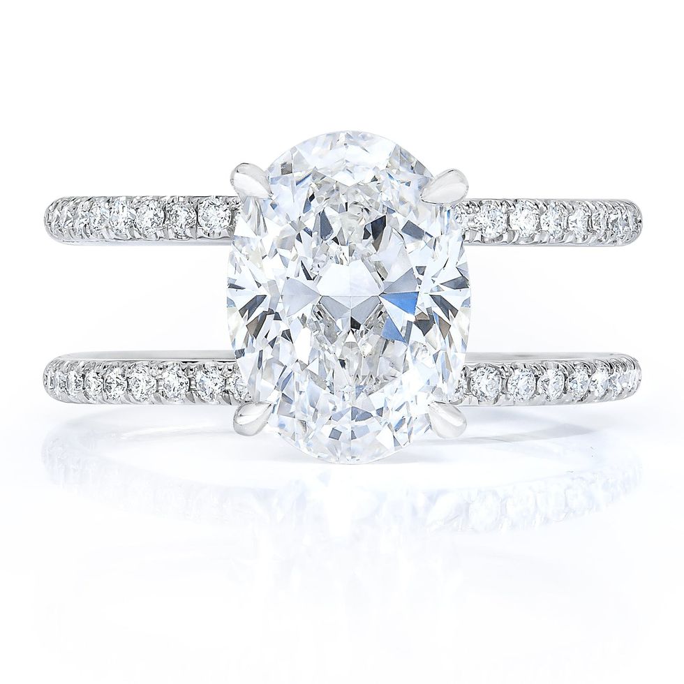 Oval Double-Band Engagement Ring