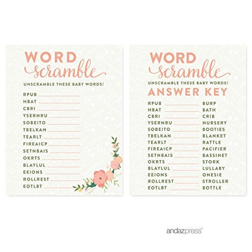 Baby Shower Word Scramble 