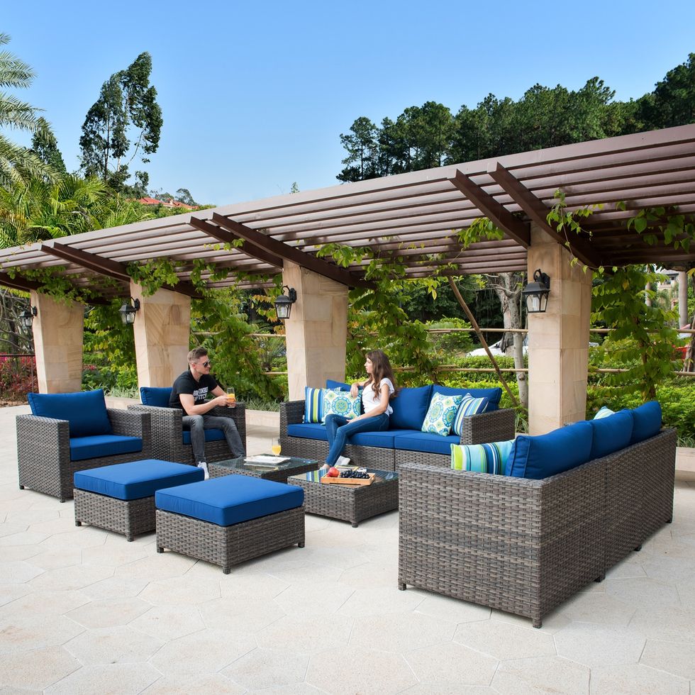 12-Piece Rattan Patio Set With Cushions