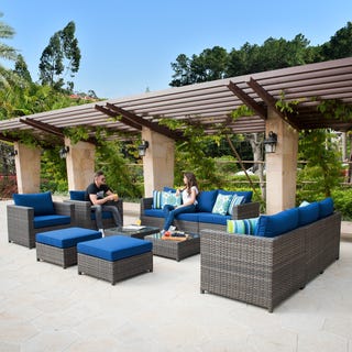 12-Piece Rattan Patio Set With Cushions 12-Piece Rattan Patio Set With Cushions
