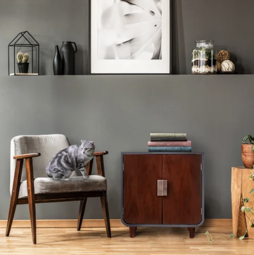Contemporary EcoFlex End Table with Hidden Kitty Litter Box Includes Modhaus Living Pen Gray 