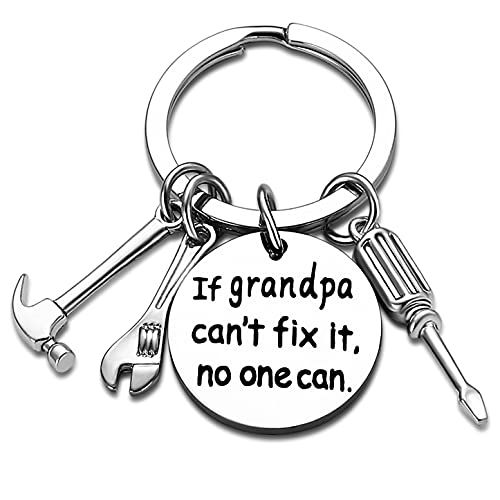 Personalised Double Side Keyring Gifts Fathers Day Present If Grandad can't fix