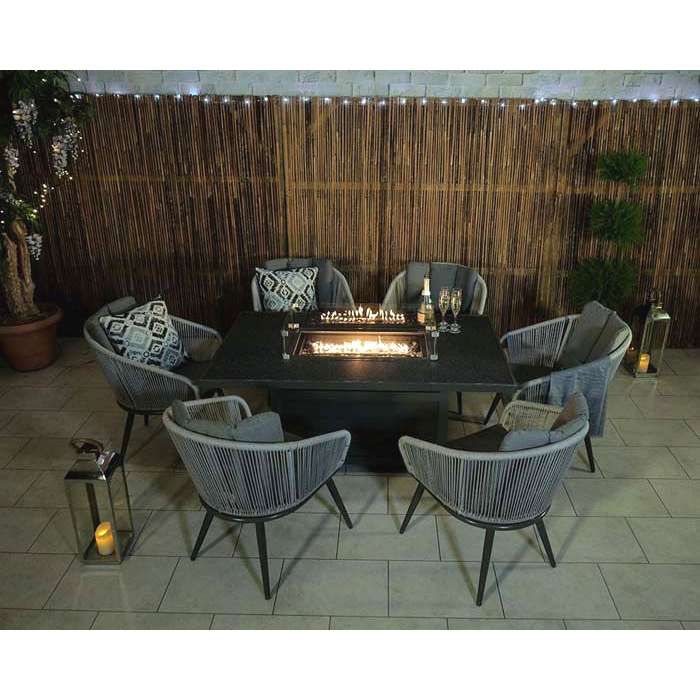 Garden Fire Pit Table Dining Set