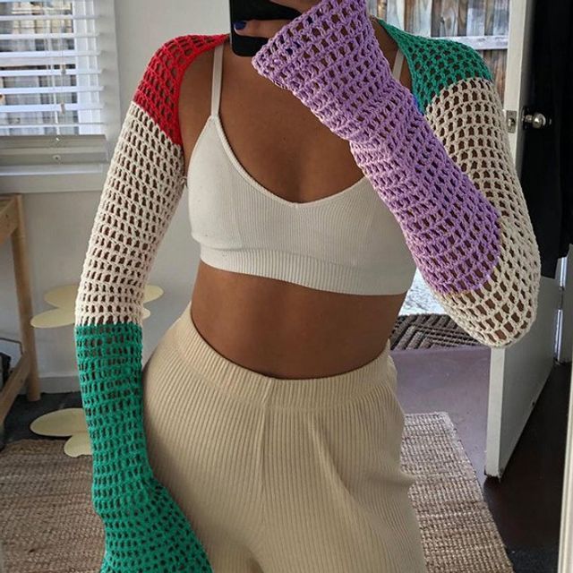 Color Block Knit Shrug