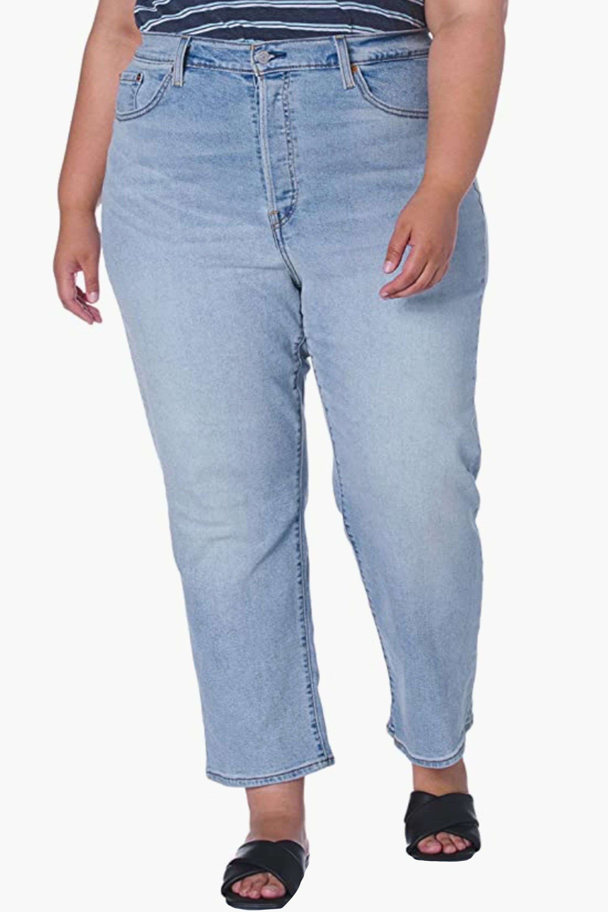NWT Current/Elliott The Cropped Straight in Light Indigo Thick Cotton Jeans 25 