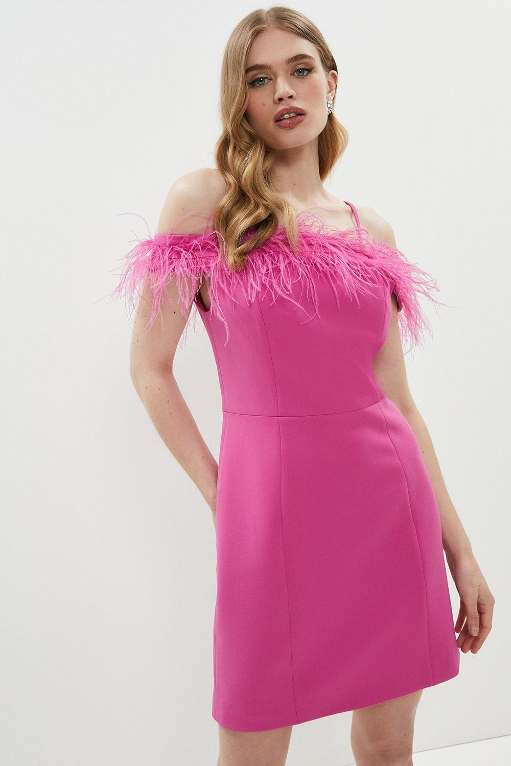 coast holly feather cocktail dress