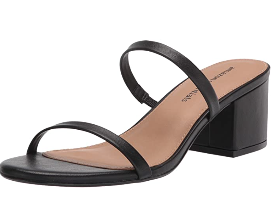 Thin Two Strap Heeled Slide Sandal