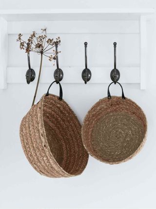 Set of seagrass and jute baskets